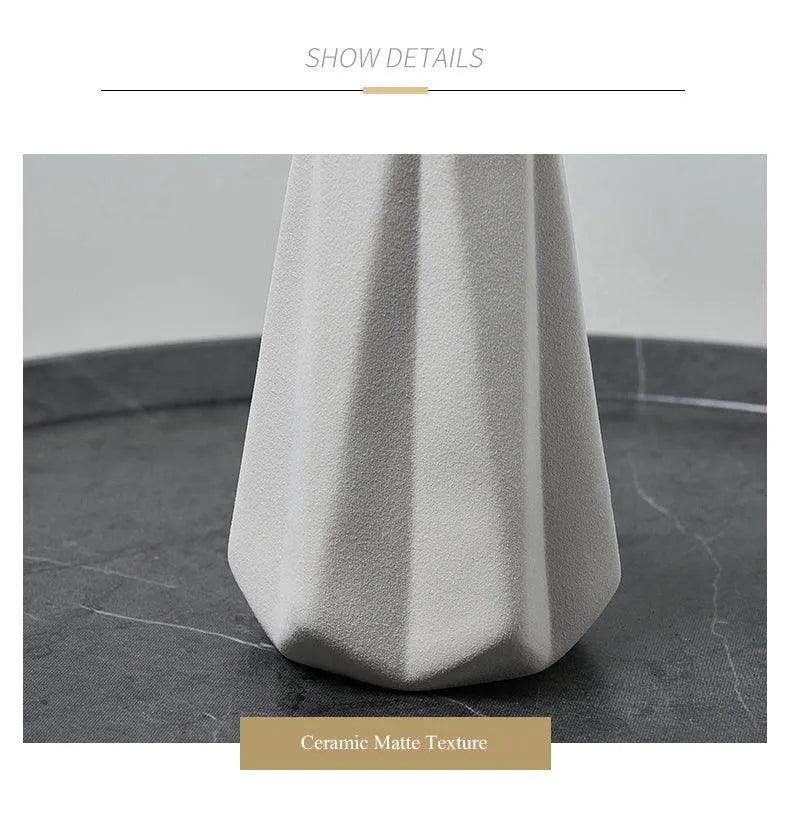 White Simple Ceramic Dried Flower Vase │ Home Decor Room Decorative Item - Besontique Home