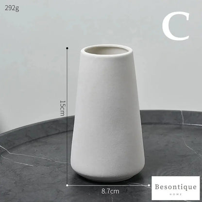 White Simple Ceramic Dried Flower Vase │ Home Decor Room Decorative Item - Besontique Home