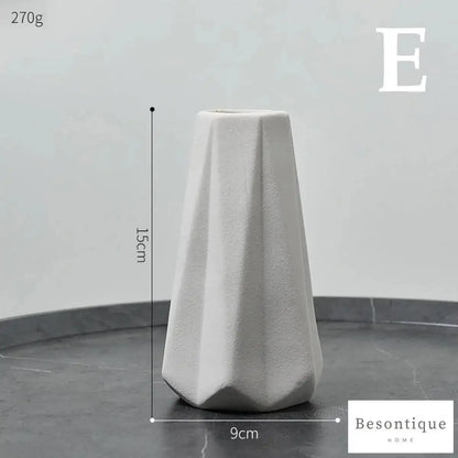 White Simple Ceramic Dried Flower Vase │ Home Decor Room Decorative Item - Besontique Home