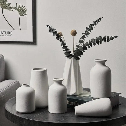 White Simple Ceramic Dried Flower Vase │ Home Decor Room Decorative Item - Besontique Home