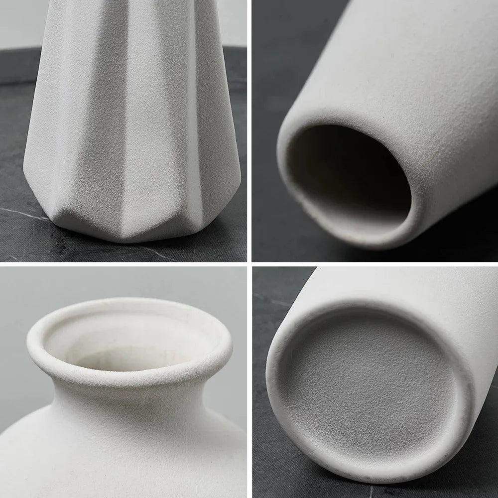 White Simple Ceramic Dried Flower Vase │ Home Decor Room Decorative Item - Besontique Home