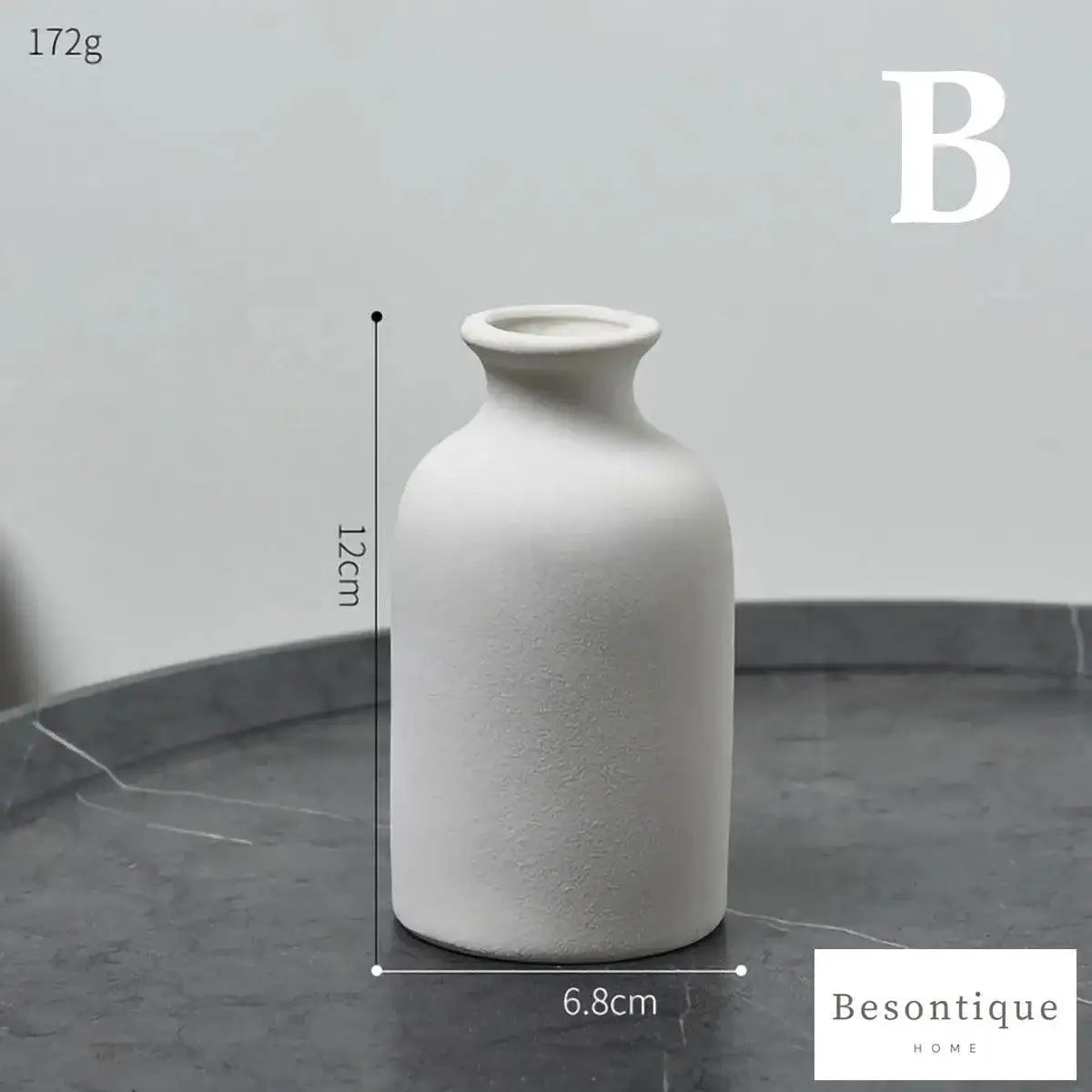 White Simple Ceramic Dried Flower Vase │ Home Decor Room Decorative Item - Besontique Home