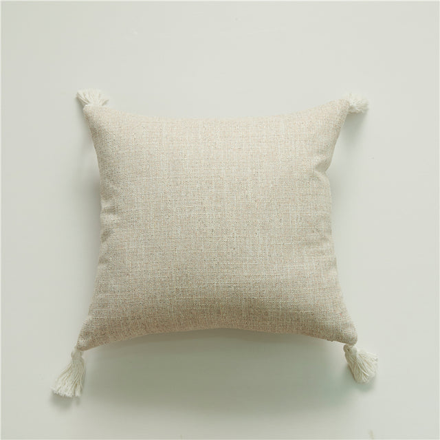 Minimal Linen Cushion Cover with Tassels │ Nordic Home Soft Decorative Pillowcase Besontique Home Neutral Decor