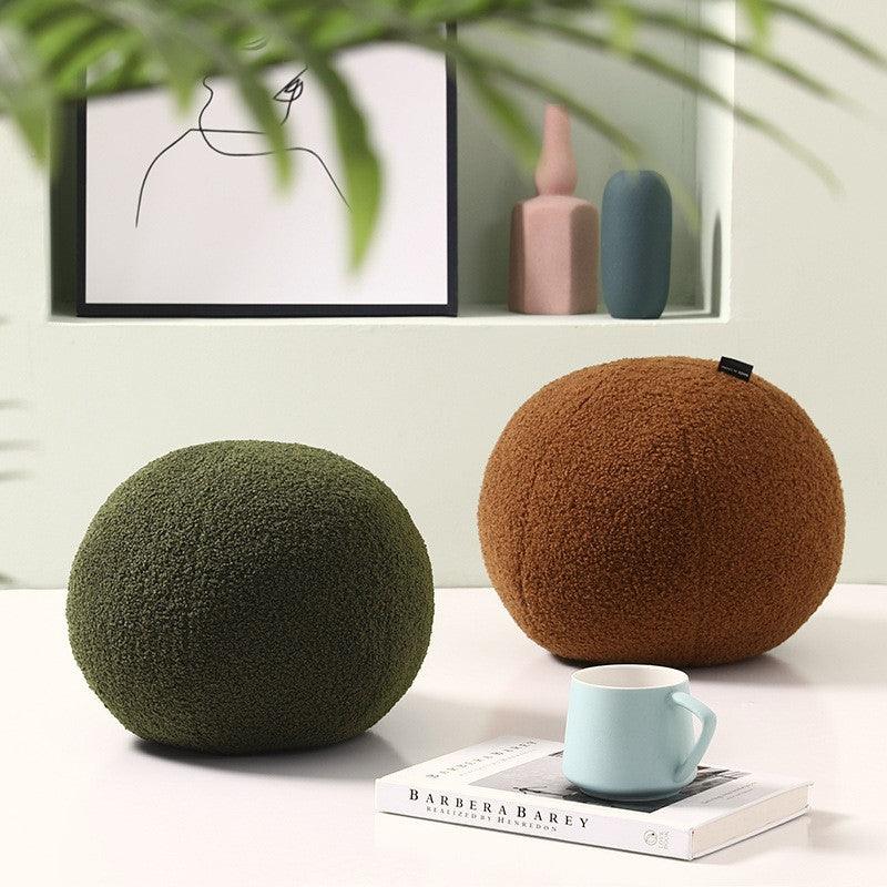 Wool Ball Shaped Couch Cushion │ Solid Color Stuffed Throw Pillow for Sofa Decor - Besontique