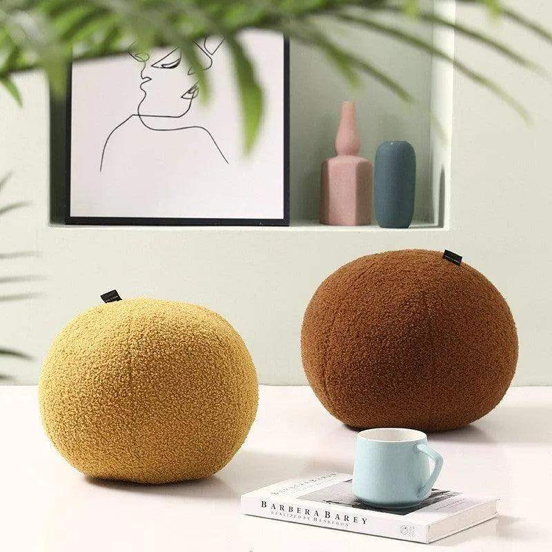 Wool Ball Shaped Couch Cushion │ Solid Color Stuffed Throw Pillow for Sofa Decor - Besontique Home