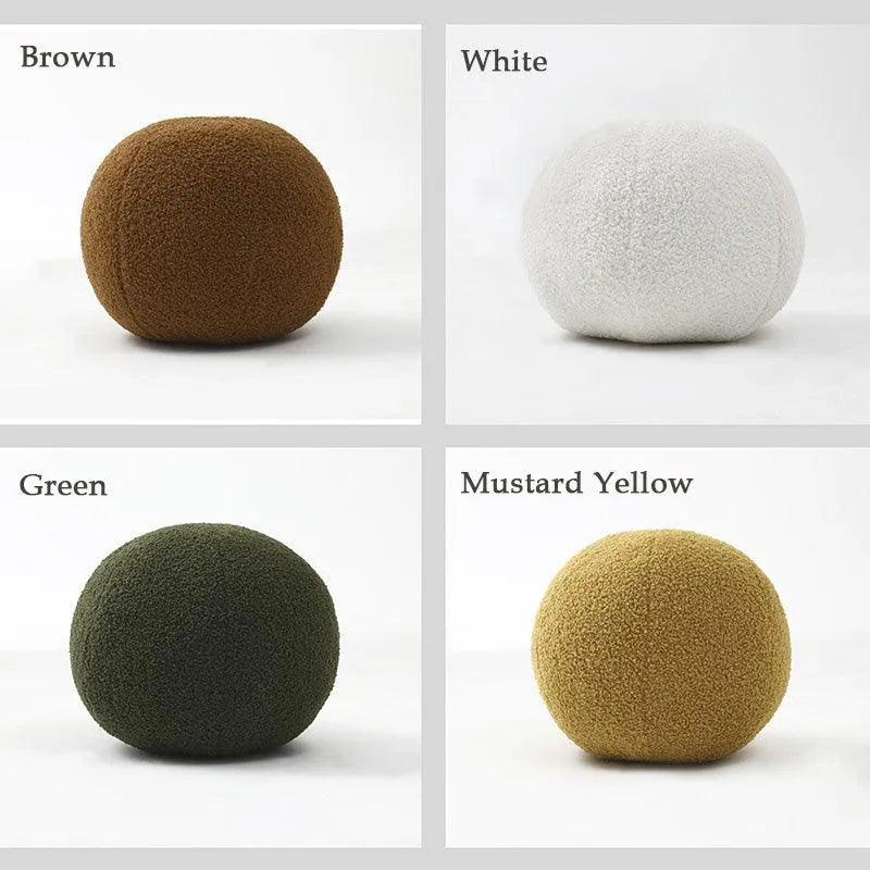 Wool Ball Shaped Couch Cushion │ Solid Color Stuffed Throw Pillow for Sofa Decor - Besontique Home