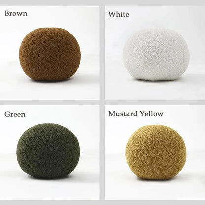 Wool Ball Shaped Couch Cushion │ Solid Color Stuffed Throw Pillow for Sofa Decor - Besontique Home