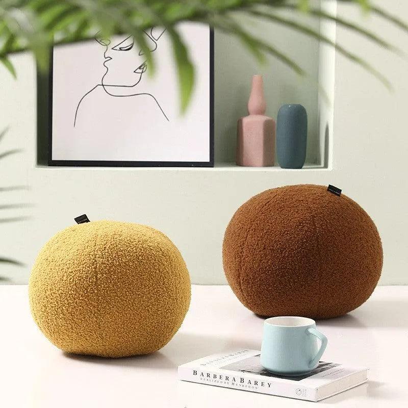 Wool Ball Shaped Couch Cushion │ Solid Color Stuffed Throw Pillow for Sofa Decor - Besontique Home