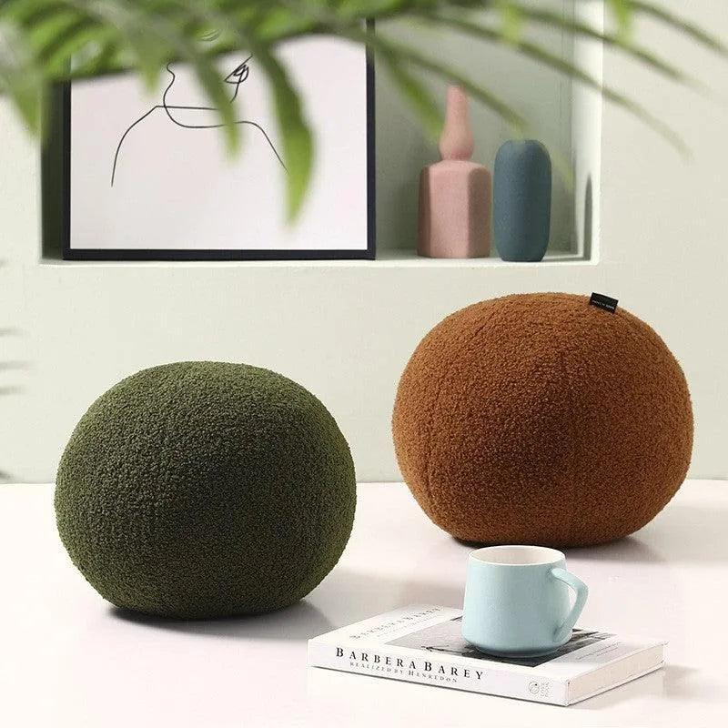 Wool Ball Shaped Couch Cushion │ Solid Color Stuffed Throw Pillow for Sofa Decor - Besontique Home
