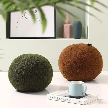 Wool Ball Shaped Couch Cushion │ Solid Color Stuffed Throw Pillow for Sofa Decor - Besontique Home