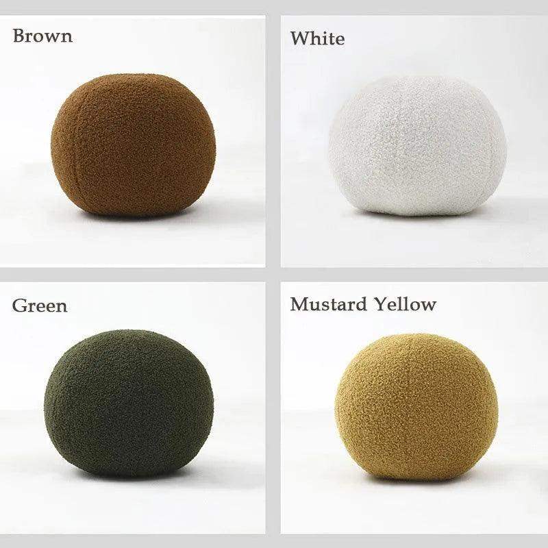 Wool Ball Shaped Couch Cushion │ Solid Color Stuffed Throw Pillow for Sofa Decor - Besontique Home